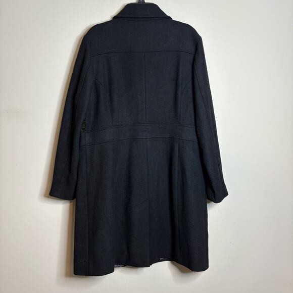 NWOT Rachel Roy Women’s Faux Fur Trim Pea Trench Length Coat Black Size Large - Picture 10 of 11